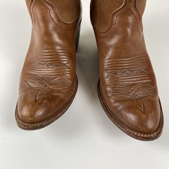 Dan Post Women's Boot Size 7.5 C Western Cowboy Boots Tan Brown 2 Tone Leather - Picture 6 of 14